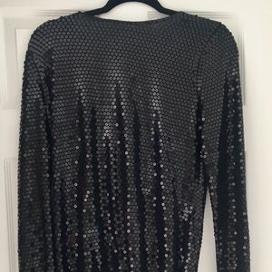 Michael Kors Black Long Sleeve Sequin Top